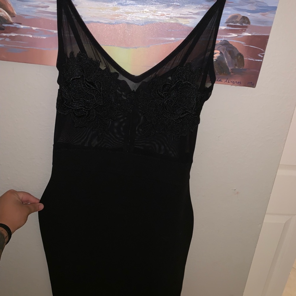 Black floral lace form fitting dress